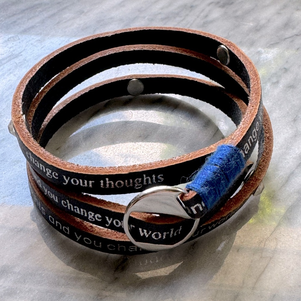Leather adjustable wrap bracelet